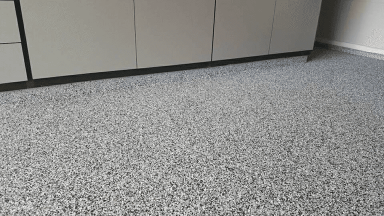 Professionally coated garage floor with durable epoxy