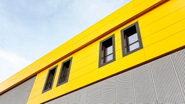 commercial business buildering painted yellow