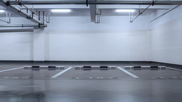 A newly polished garage floor