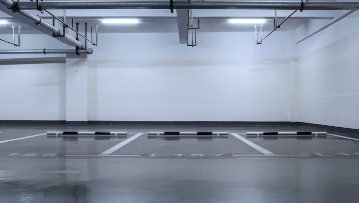 Interior of a garage.