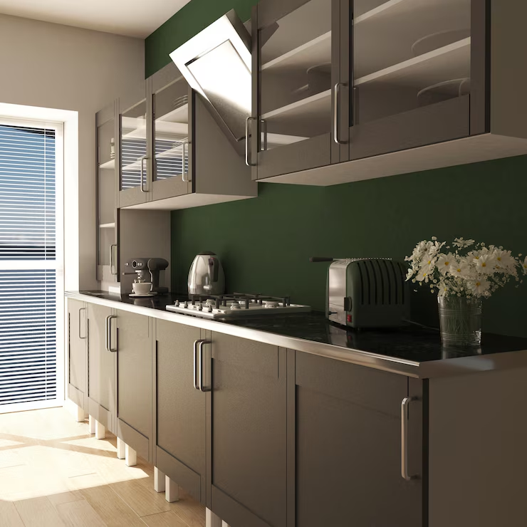 Newly painted cabinets in a kitchen