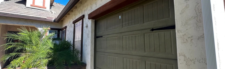 A newly painted garage door