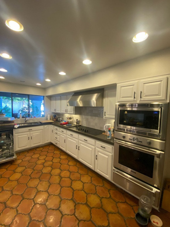 Newly refinished cabinets in a kitchen