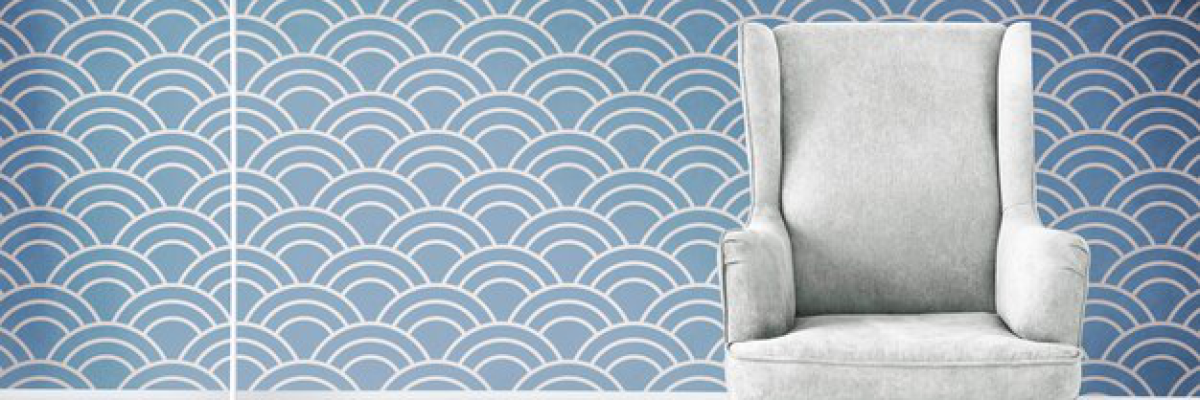A chair and a floor lamp
