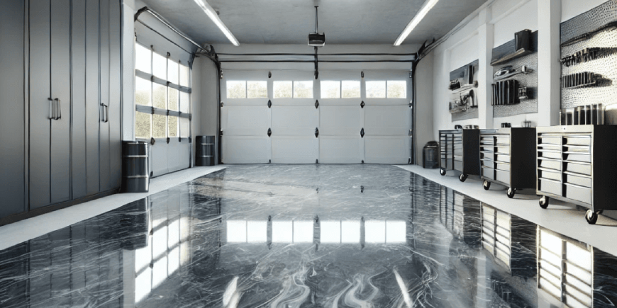 A garage with an epoxy floor