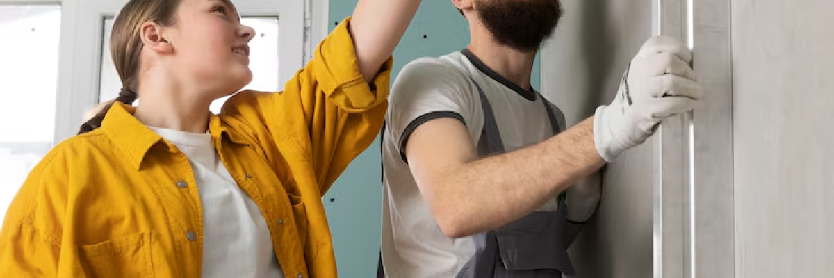 A homeowner instructing a worker