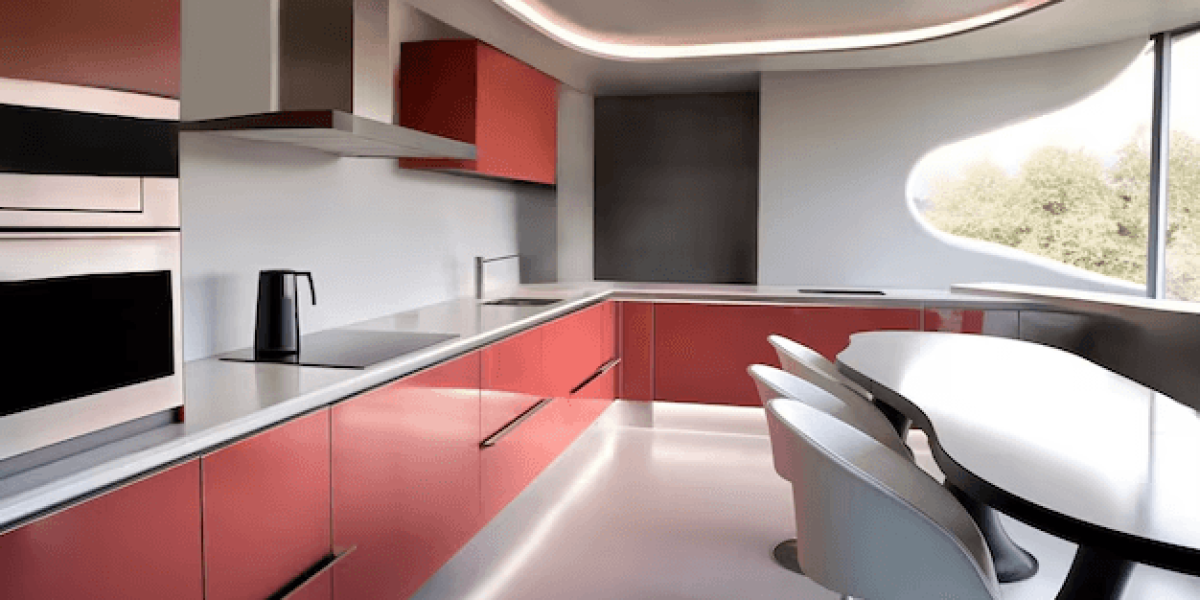 A kitchen with newly painted cabinets