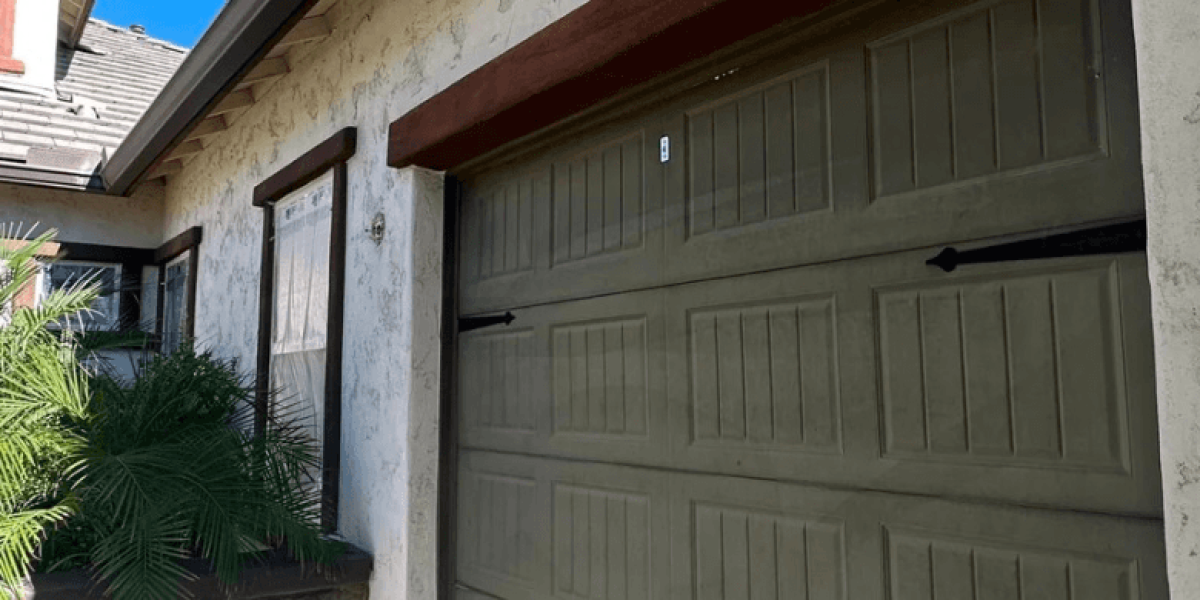 A newly painted garage door