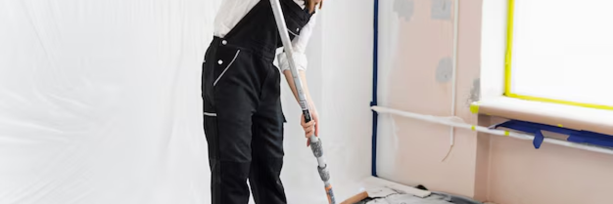 A woman painting the interior of a house
