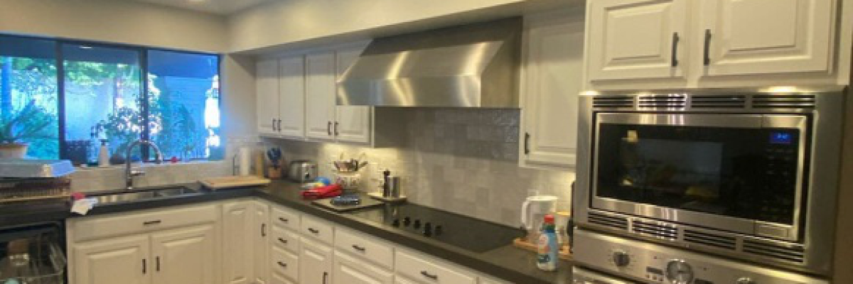 Newly refinished cabinets in a kitchen