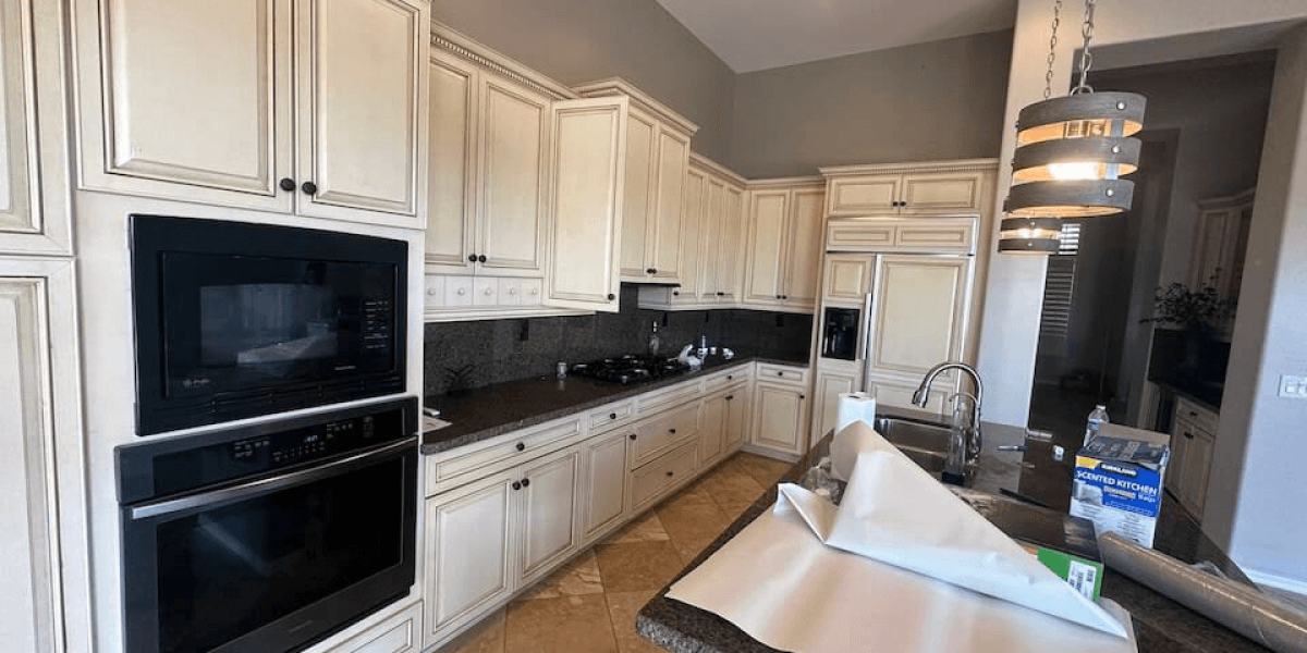 Newly refinished cabinets