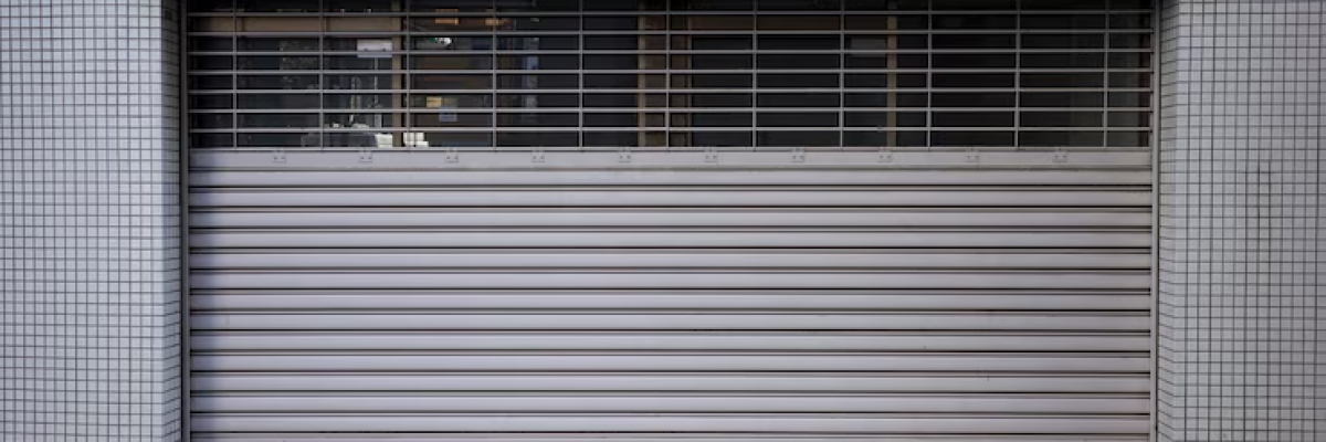 A newly painted garage door