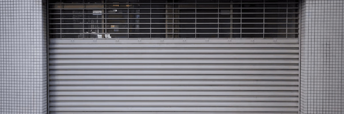 A newly painted garage door